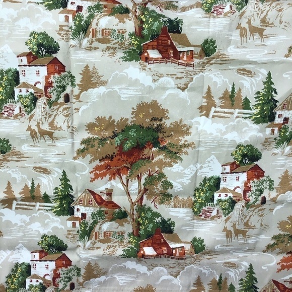 SET OF 2 Farm Rustic Look Vinyl Rod Pocket Curtain Panels 35x33.5 Cabin Vintage - Picture 2 of 12